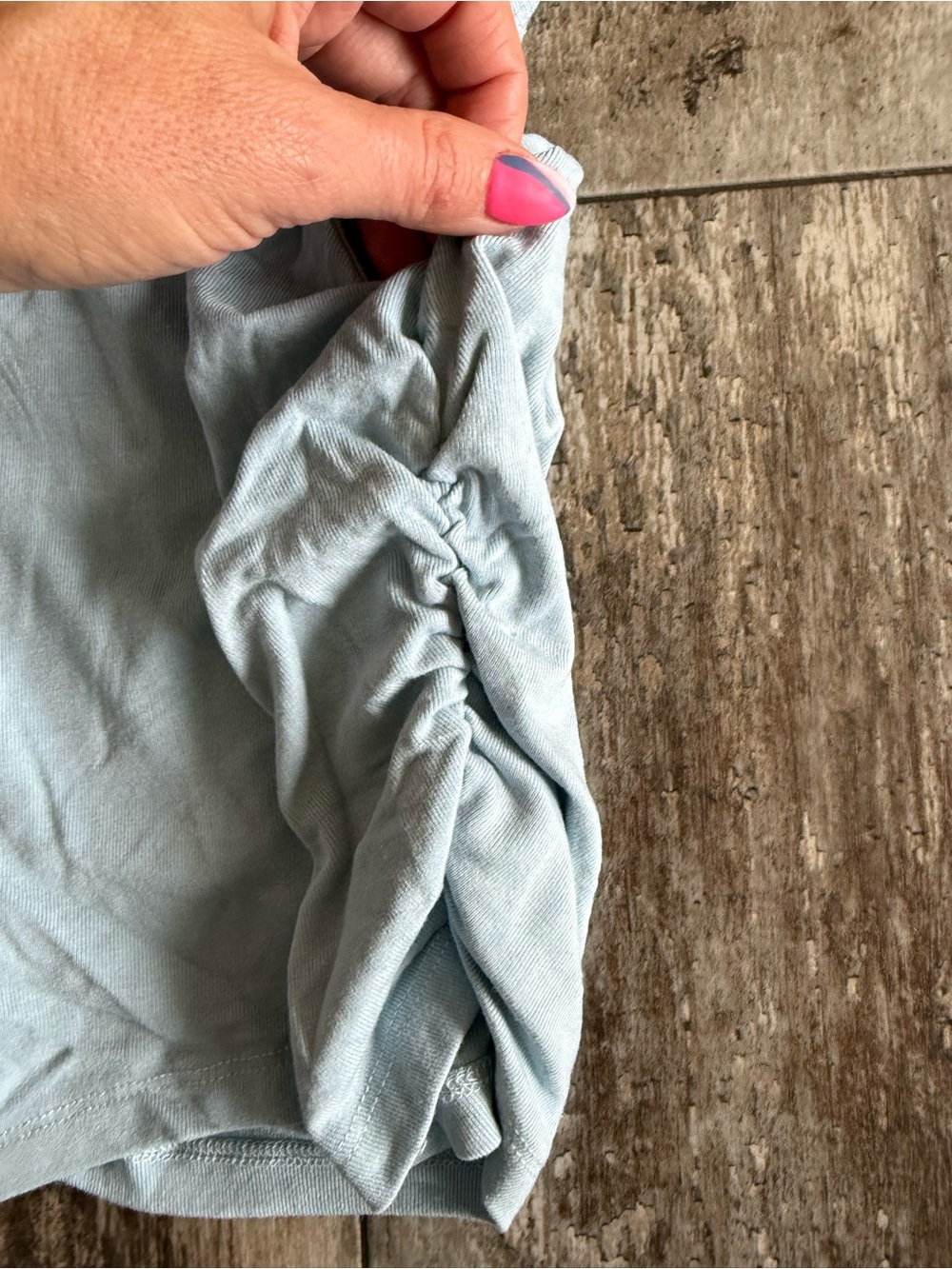 2 for $10 sale: Cider light blue high neck tank top with ruched sides - S - Picture 6 of 8